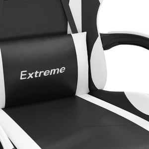 Καρέκλα Gaming Περιστρ. Υποπόδιο Μαύρο άσπρο Συνθετικό Δέρμα