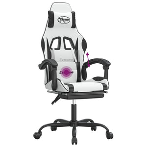 Καρέκλα Gaming Περιστρ.Υποπόδιο Λευκό&Μαύρο Συνθετικό Δέρμα