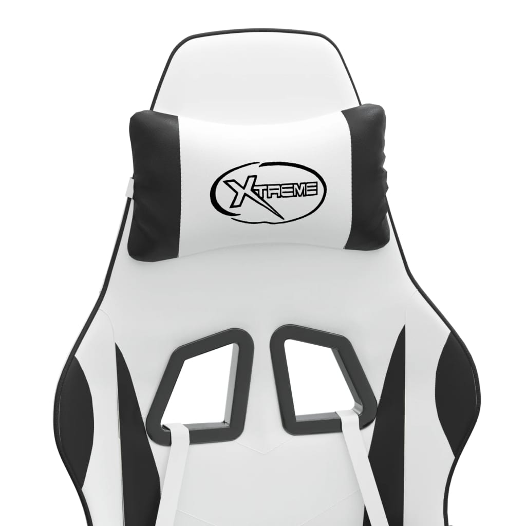 Καρέκλα Gaming Περιστρ.Υποπόδιο Λευκό&Μαύρο Συνθετικό Δέρμα