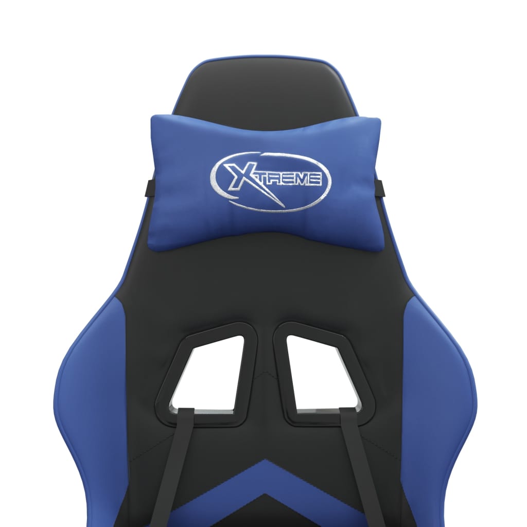 Καρέκλα Gaming Περιστρεφόμενη Μαύρη & Μπλε από Συνθετικό Δέρμα