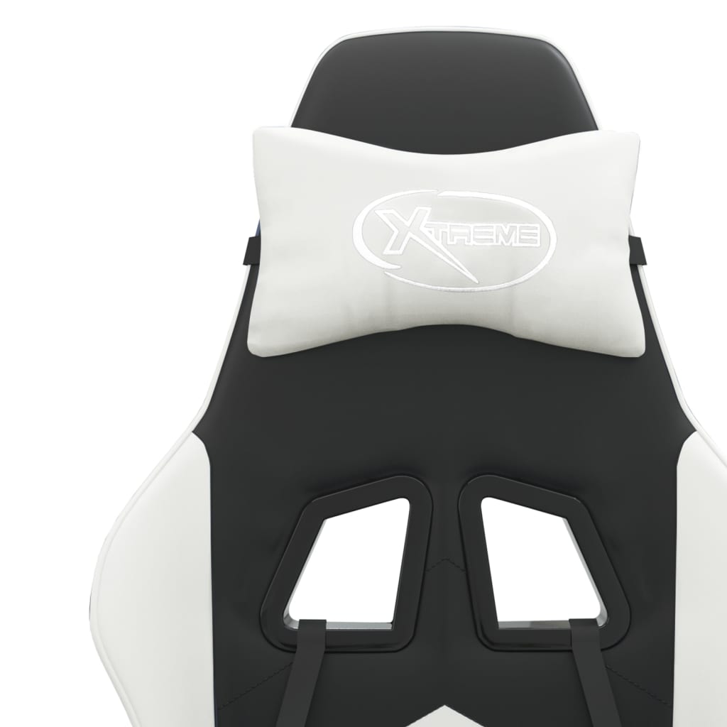 Καρέκλα Gaming Περιστρεφόμενη Μαύρη/Λευκή από Συνθετικό Δέρμα