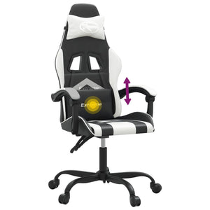 Καρέκλα Gaming Περιστρεφόμενη Μαύρη/Λευκή από Συνθετικό Δέρμα