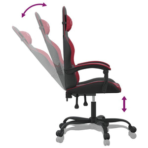 Καρέκλα Gaming Περιστρεφόμενη Μαύρη/Μπορντό από Συνθετικό Δέρμα