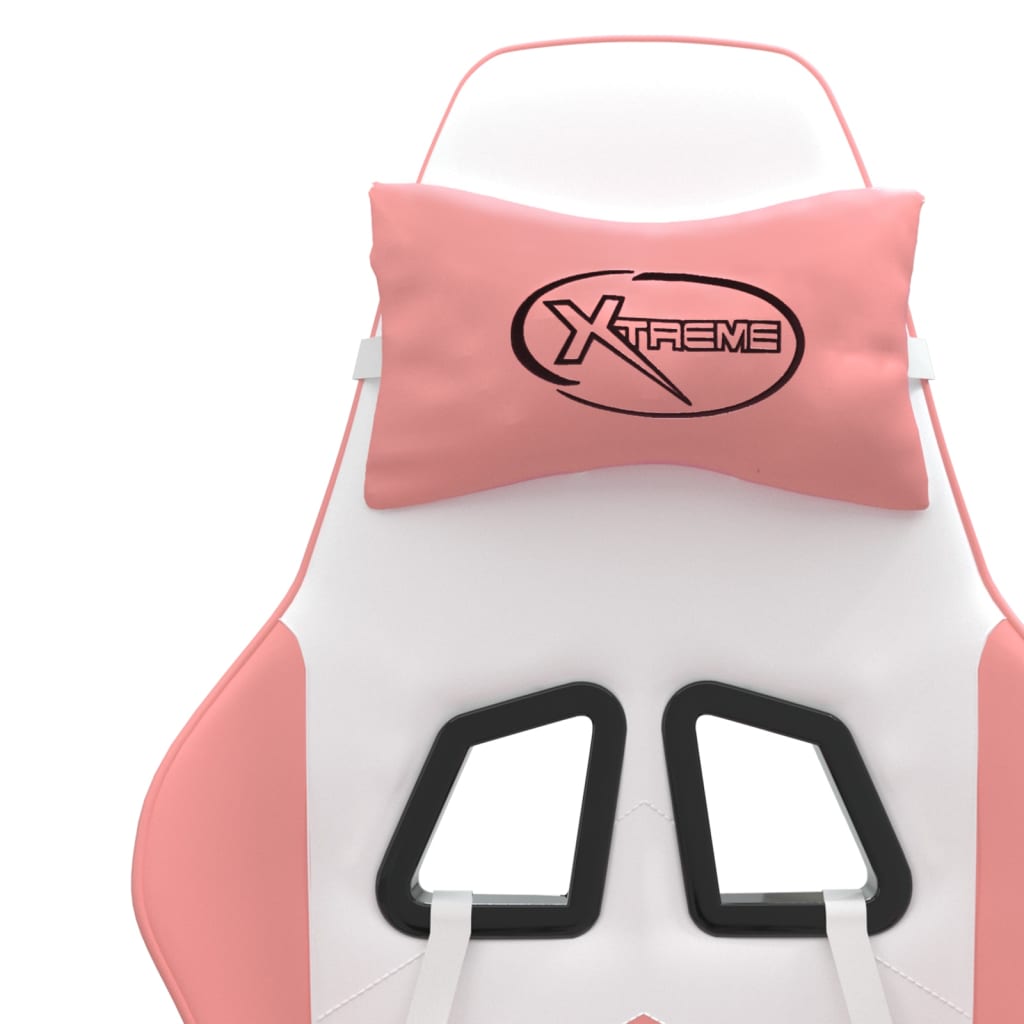 Καρέκλα Gaming Περιστρεφόμενη Λευκή και Ροζ από Συνθετικό Δέρμα
