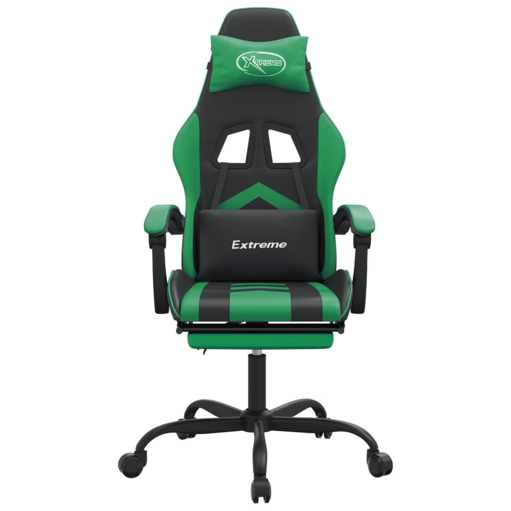 Καρέκλα Gaming Περιστρ. Υποπόδιο Μαύρο/Πράσινο Συνθετικό Δέρμα - Pakobazaar