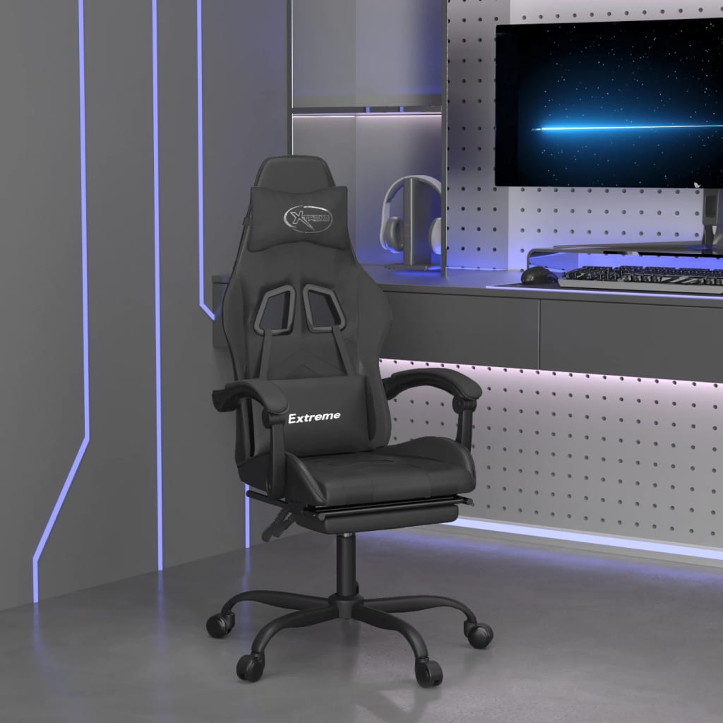 Καρέκλα Gaming Περιστρ. Υποπόδιο Μαύρο Συνθετικό Δέρμα - Pakobazaar