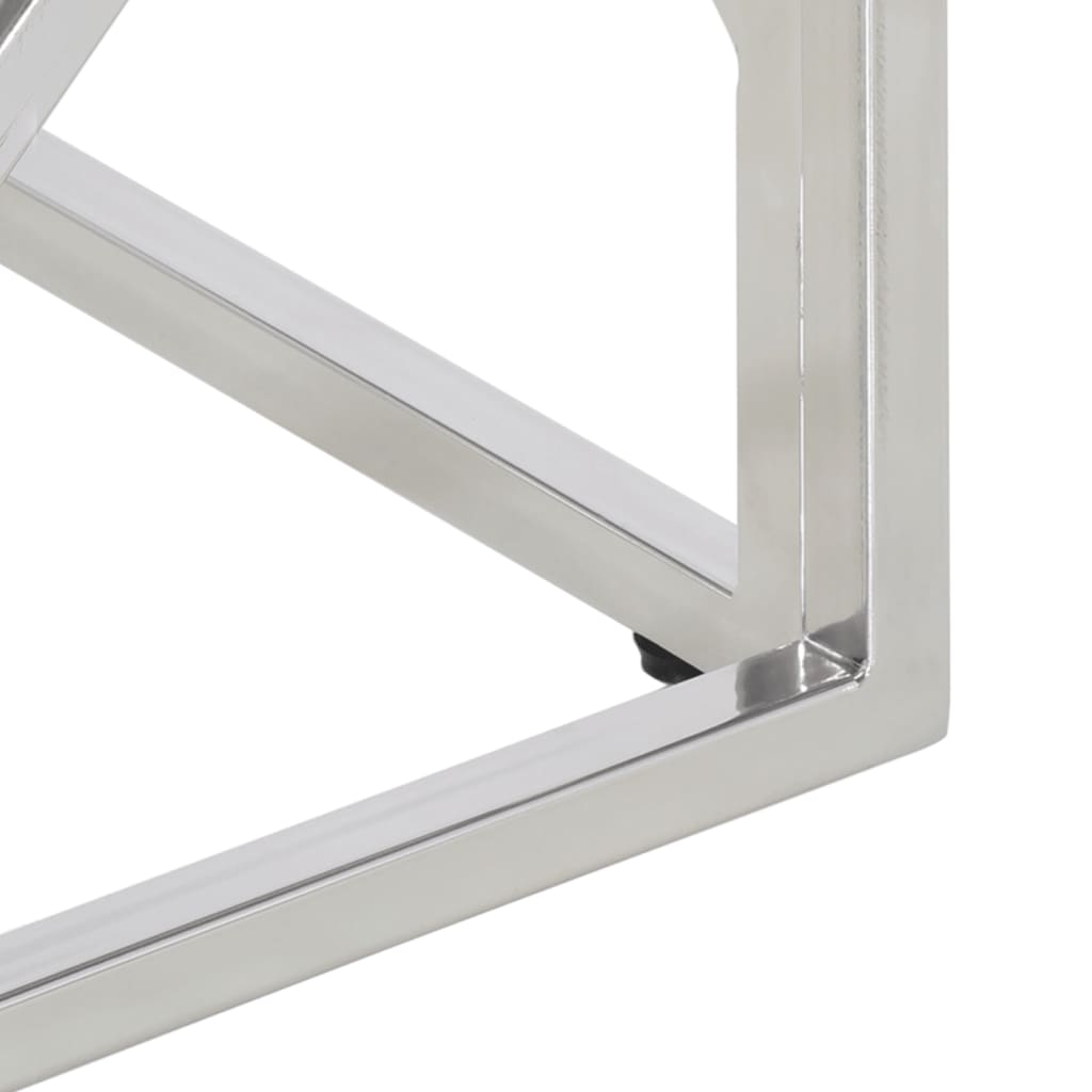 Τραπέζι Σαλονιού Ασημί από Ανοξείδωτο Ατσάλι και Ψημένο Γυαλί - Pakobazaar