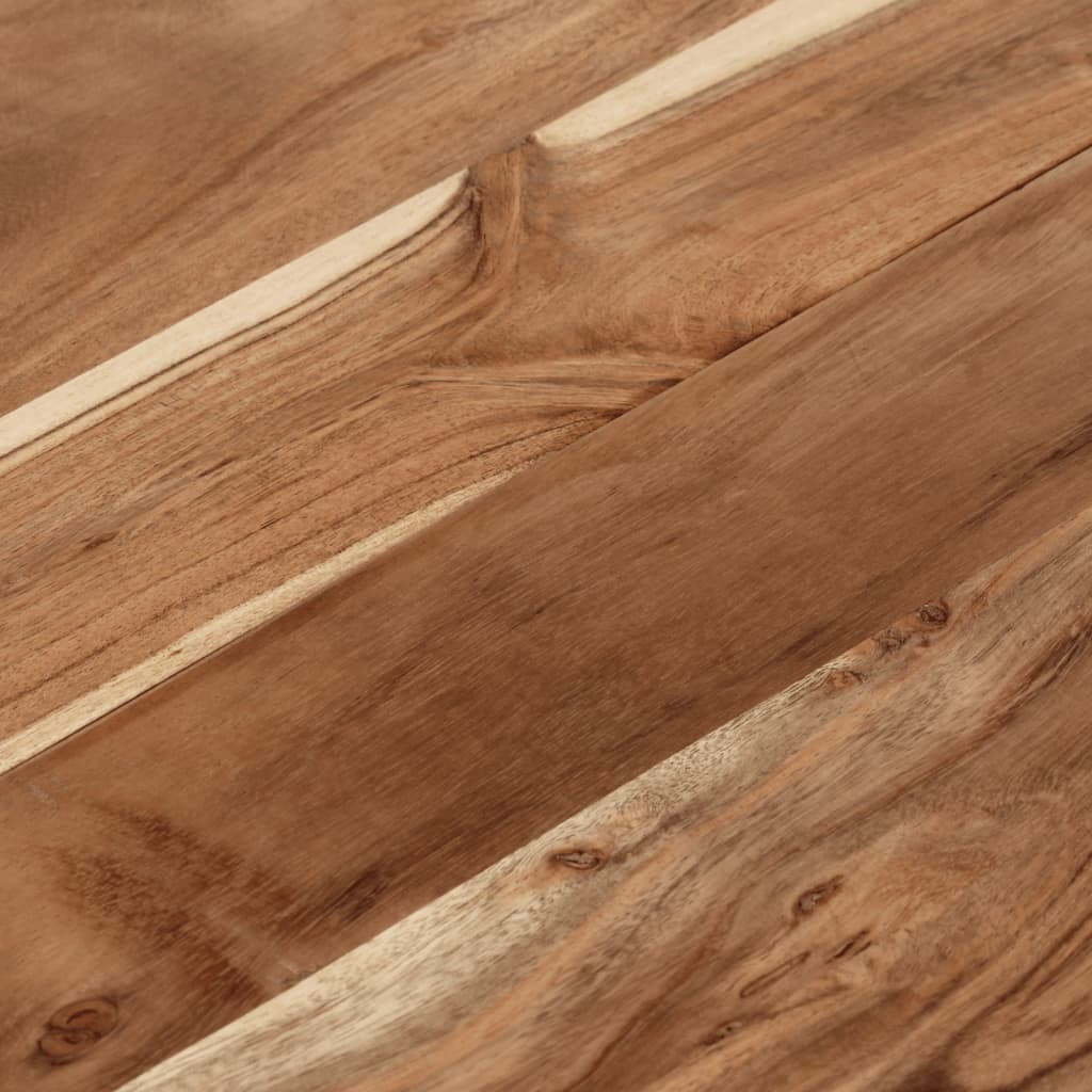 Τραπεζάκι Σαλονιού Ασημί Ανοξείδωτο Ατσάλι & Μασίφ Ξύλο Ακακίας