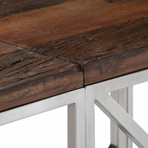 Κονσόλα Σαλονιού Ασημί Ανοξείδωτο Ατσάλι & Ξύλο Sleeper