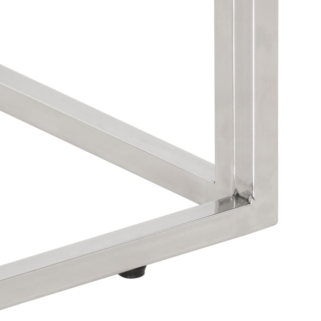 Τραπέζι Κονσόλα Ασημί από Ανοξείδωτο Ατσάλι και Ψημένο Γυαλί