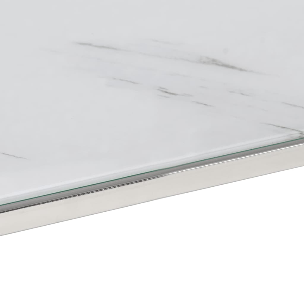 Τραπέζι Σαλονιού Ασημί από Ανοξείδωτο Ατσάλι και Ψημένο Γυαλί