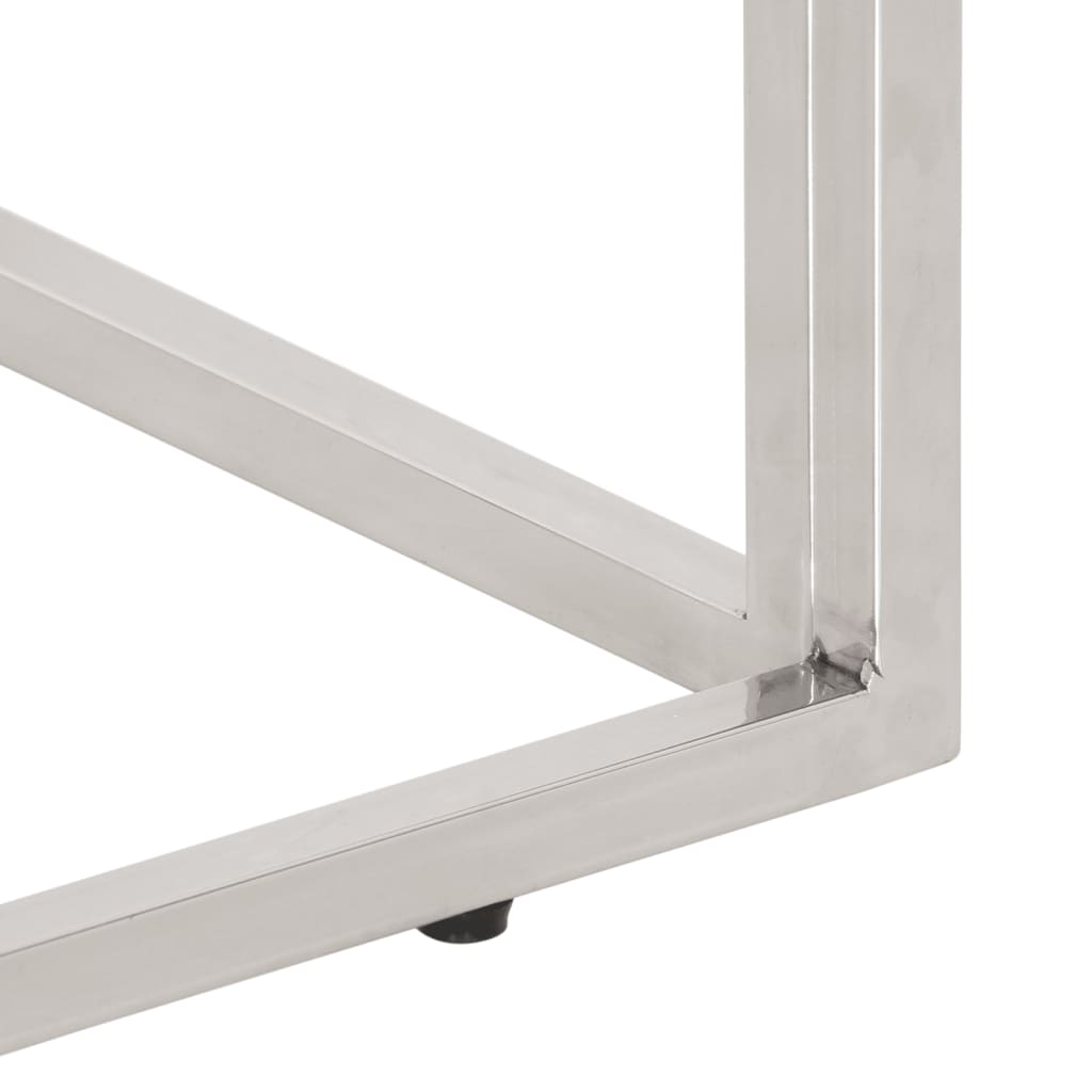 Τραπεζάκι Σαλονιού Ασημί Ανοξείδωτο Ατσάλι & Ξύλο Sleeper - Pakobazaar