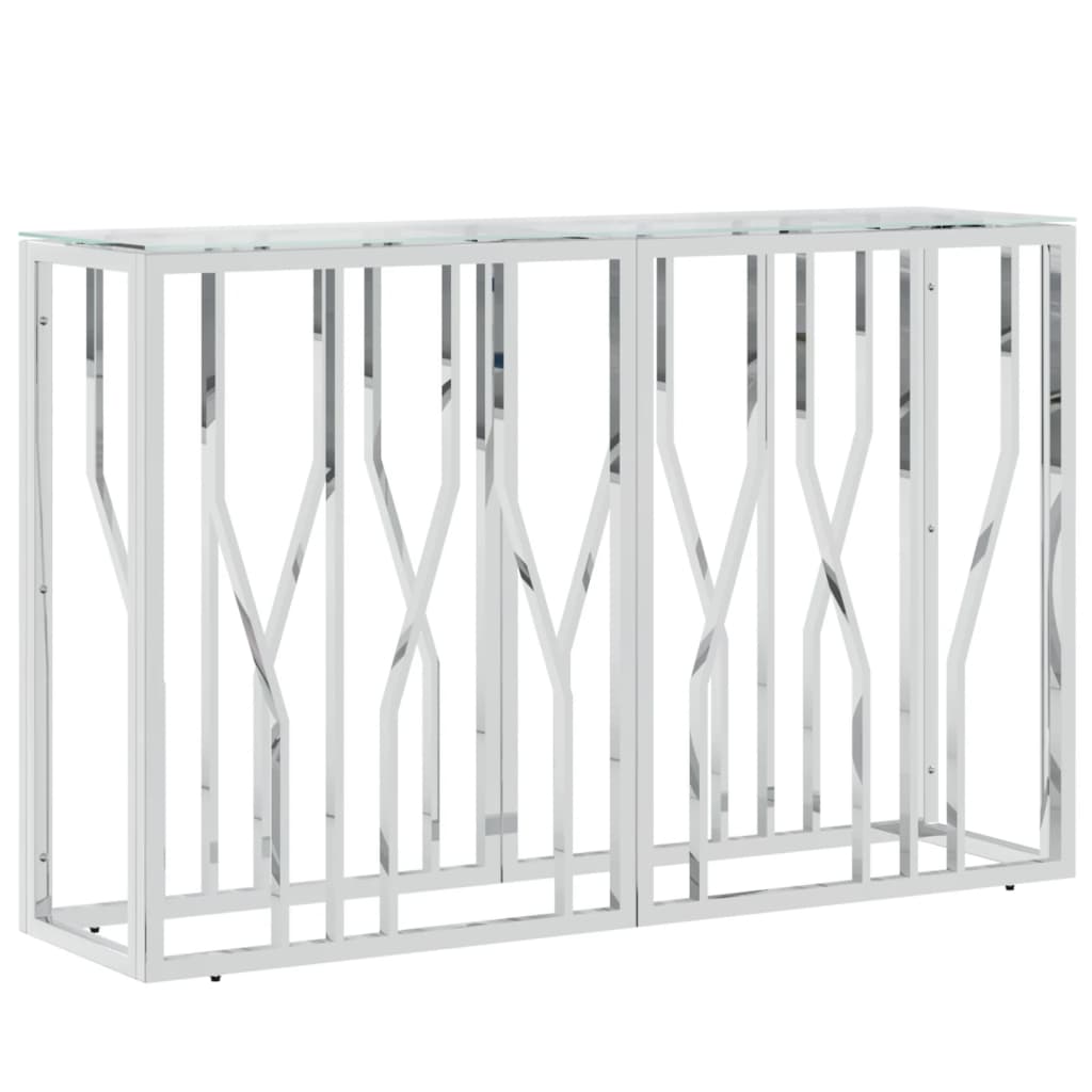 Τραπέζι Κονσόλα 110x30x70 εκ. από Ανοξείδωτο Ατσάλι και Γυαλί - Pakobazaar