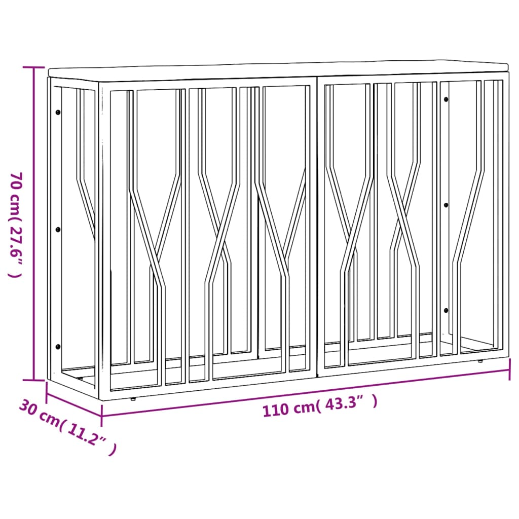 Τραπέζι Κονσόλα Χρυσό Ανοξείδωτο Ατσάλι & Μασίφ Ανακυκλ. Ξύλο - Pakobazaar