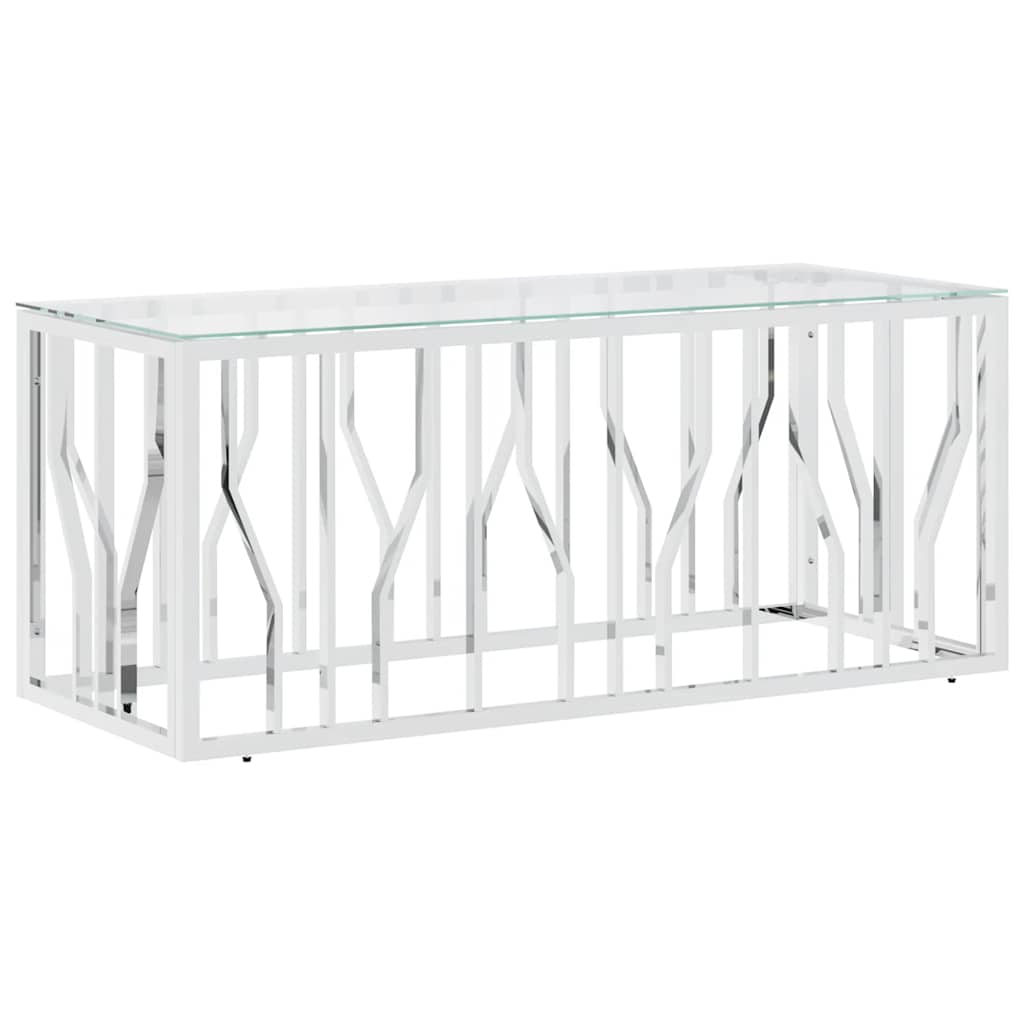 Τραπέζι Σαλονιού 110x45x45 εκ. από Ανοξ. Ατσάλι και Γυαλί