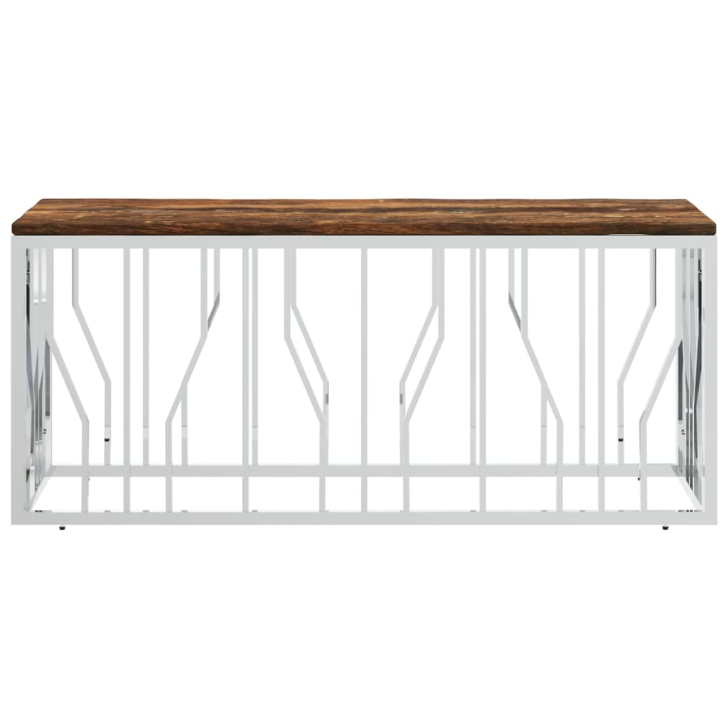 Τραπεζάκι Σαλονιού Ανοξείδωτο Ατσάλι & Μασίφ Ανακυκλωμένο Ξύλο