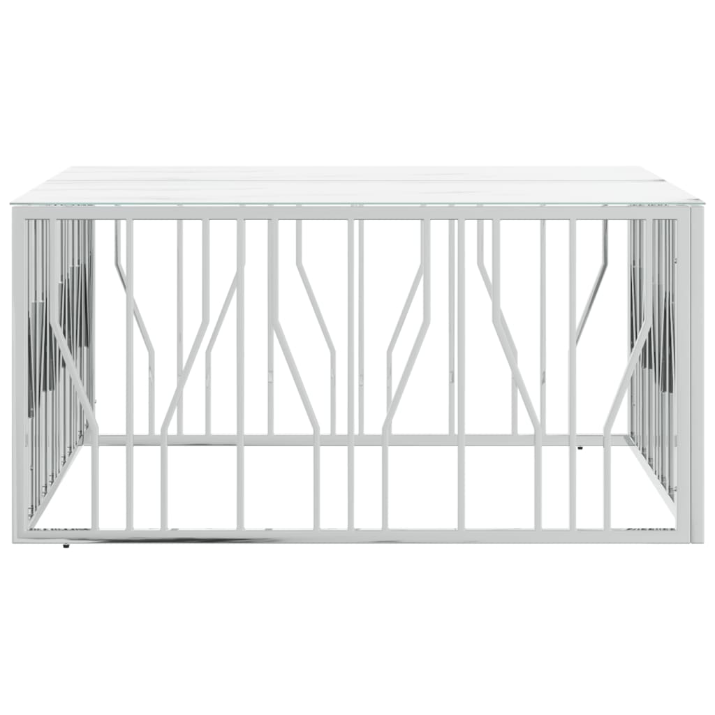 Τραπέζι Σαλονιού Ασημί 100x100x50 εκ. Ανοξείδωτο Ατσάλι & Γυαλί