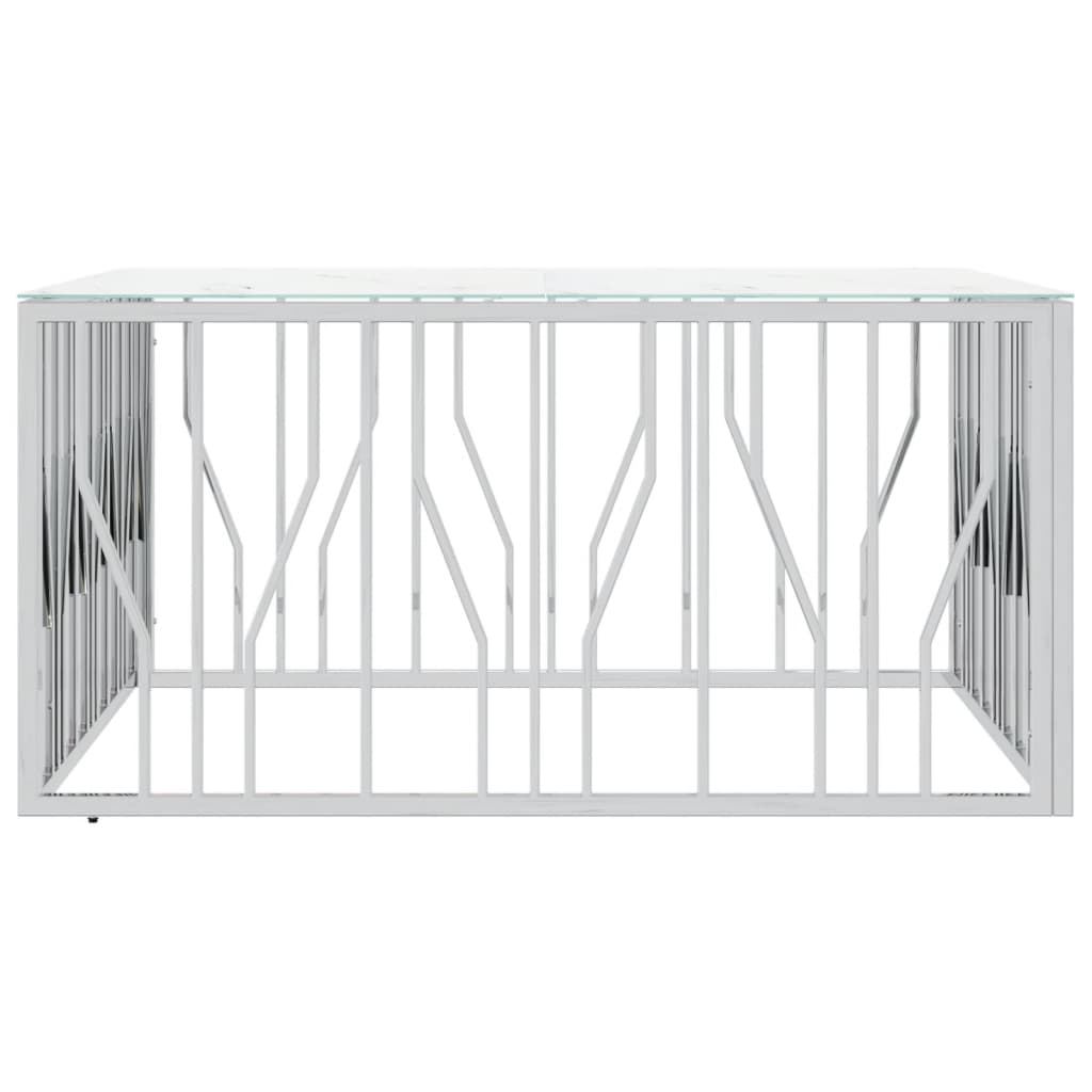 Τραπέζι Σαλονιού Ασημί 100x100x50 εκ. Ανοξείδωτο Ατσάλι & Γυαλί