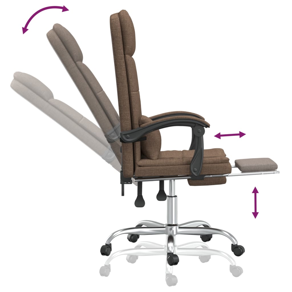 Καρέκλα Γραφείου Μασάζ Ανακλινόμενη Καφέ Υφασμάτινη