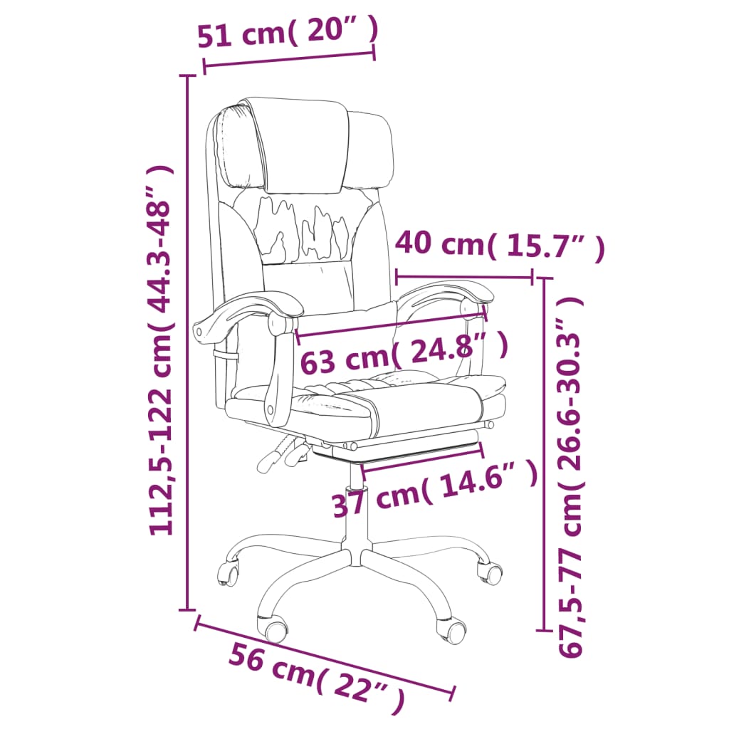 Καρέκλα Γραφείου Μασάζ Ανακλινόμενη Καφέ Υφασμάτινη