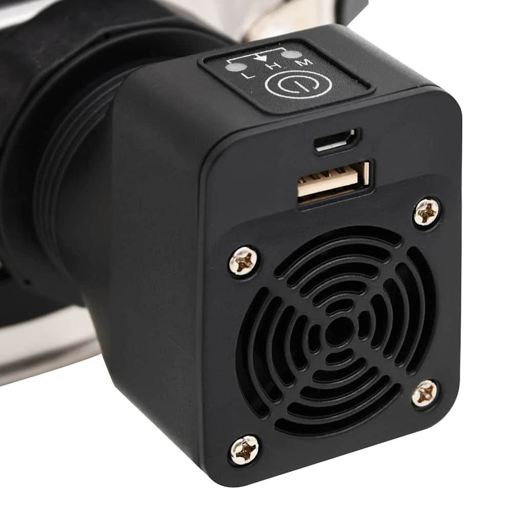 Ξυλόσομπα με Ανεμιστήρα USB Ασημί 35,5x26x28 εκ. Ανοξ. Ατσάλι