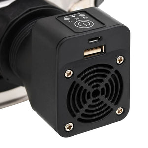 Ξυλόσομπα με Ανεμιστήρα USB Ασημί 35,5x26x28 εκ. Ανοξ. Ατσάλι