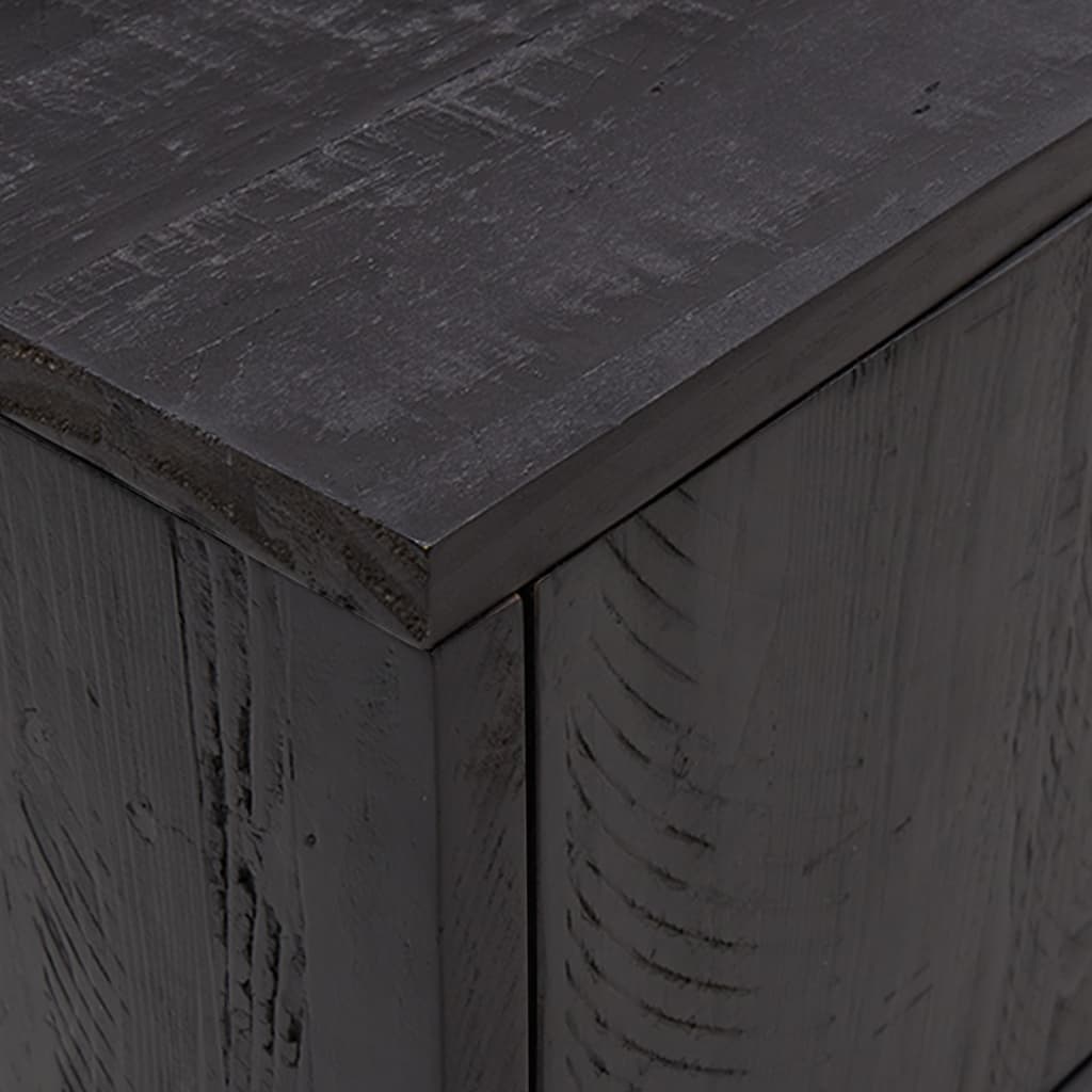 Έπιπλο Τηλεόρασης Μαύρο 110 x 35 x 48 εκ. από Μασίφ Ξύλο Πεύκου