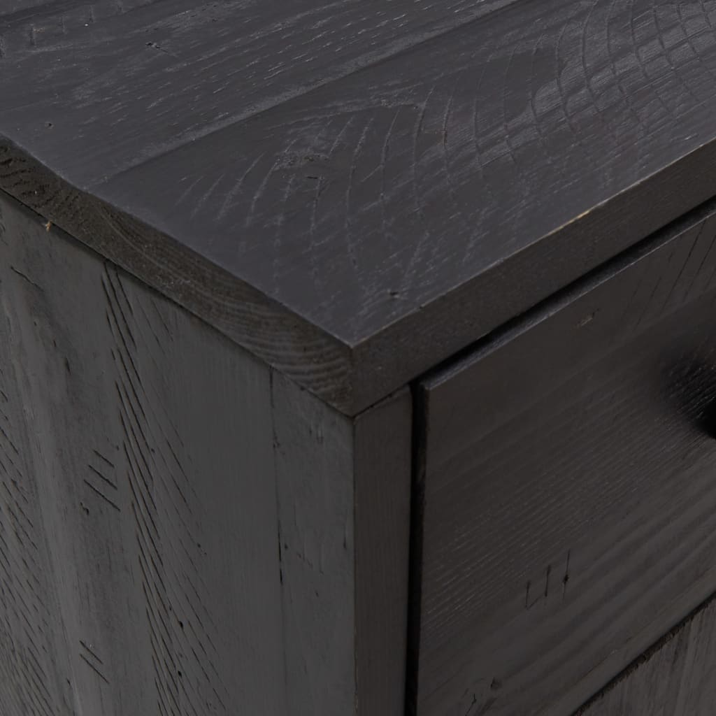 Ντουλάπι Μαύρο 110 x 35 x 70 εκ. από Μασίφ Ξύλο Πεύκου
