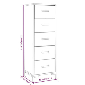 Συρταριέρα 42 x 35 x 110 εκ. από Μασίφ Ξύλο Πεύκου - Pakobazaar