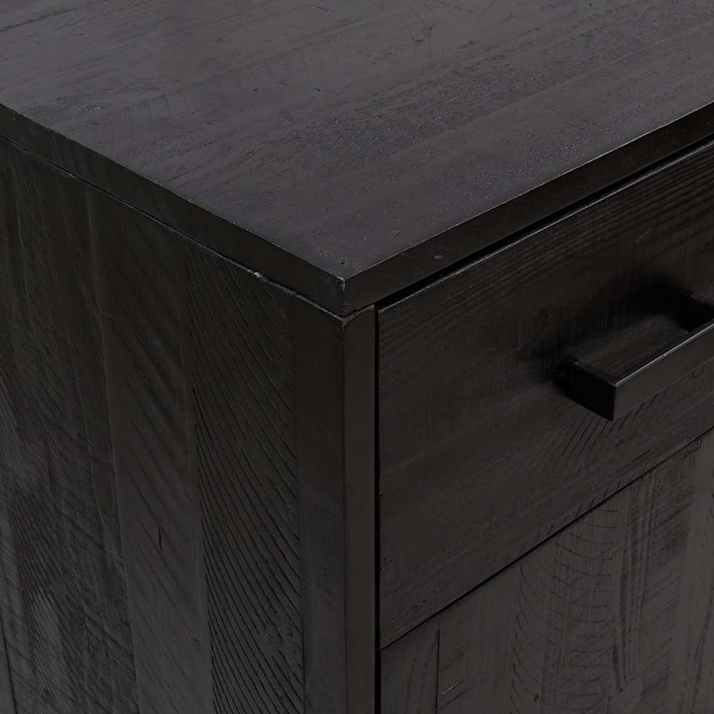 Παπουτσοθήκη Μαύρη 75 x 40 x 110 εκ. από Μασίφ Ξύλο Πεύκου
