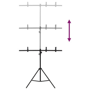 Βάση Φόντου σε Σχήμα Τ Μαύρη 91 x 60 x (70-200) εκ. - PAKOBAZAAR