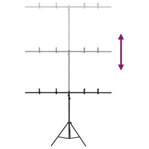 Βάση Φόντου σε Σχήμα Τ Μαύρη 151x60x(70-200) εκ. - PAKOBAZAAR