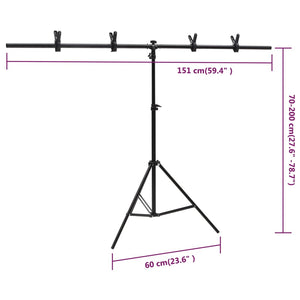 Βάση Φόντου σε Σχήμα Τ Μαύρη 151x60x(70-200) εκ. - PAKOBAZAAR