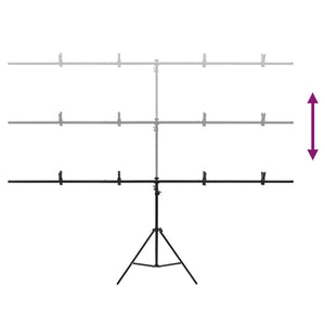 Βάση Φόντου σε Σχήμα Τ Μαύρη 201x60x(70-200) εκ. - PAKOBAZAAR