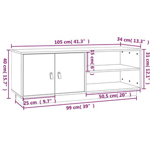 Έπιπλο Τηλεόρασης Καφέ Μελί 105x34x40 εκ. από Μασίφ Ξύλο Πεύκου