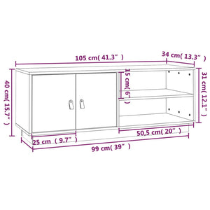Έπιπλο Τηλεόρασης Μαύρο 105x34x40 εκ. από Μασίφ Ξύλο Πεύκου