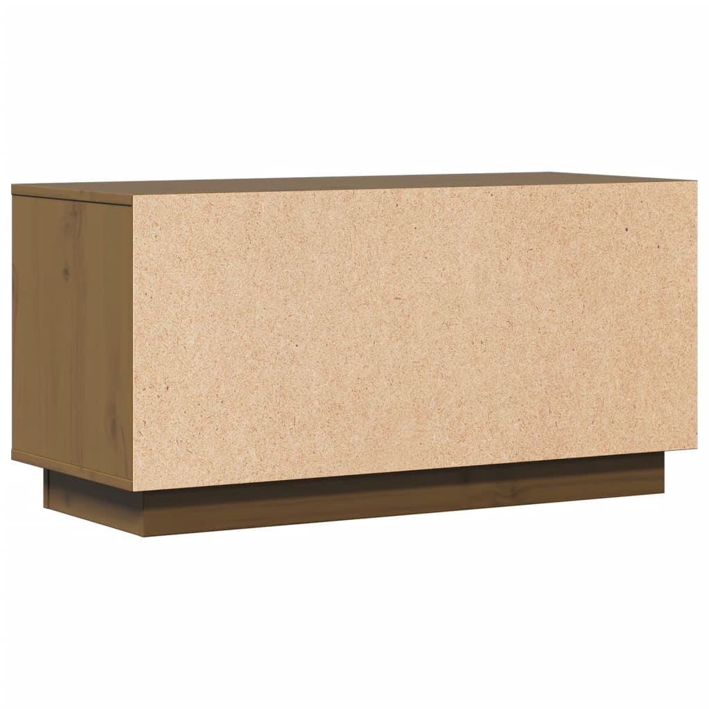 Έπιπλο Τηλεόρασης Καφέ Μελί 80x34x40 εκ. από Μασίφ Ξύλο Πεύκου