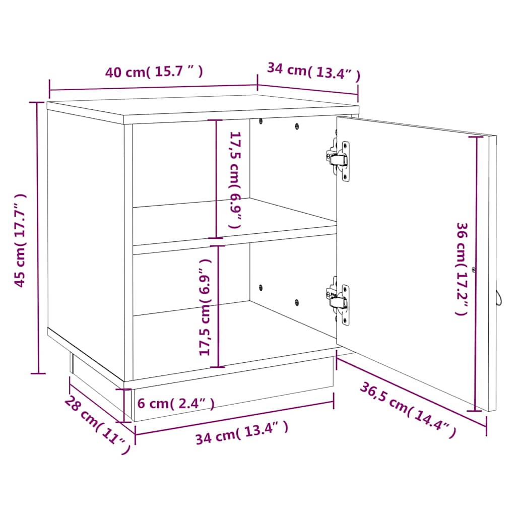 Κομοδίνο 40 x 34 x 45 εκ. από Μασίφ Ξύλο Πεύκου
