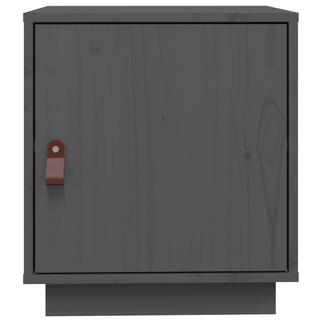 Κομοδίνα 2 τεμ. Γκρι 40x34x45 εκ. από Μασίφ Ξύλο Πεύκου - Pakobazaar