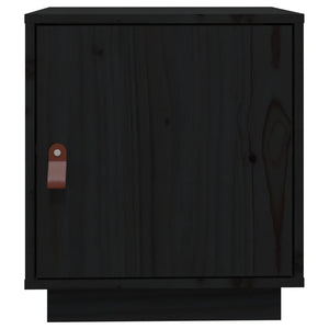 Κομοδίνα 2 τεμ. Μαύρα 40x34x45 εκ. από Μασίφ Ξύλο Πεύκου