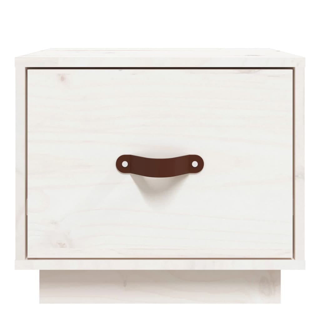 Κομοδίνα 2 τεμ. Λευκά 40 x 34 x 35 εκ. από Μασίφ Ξύλο Πεύκου