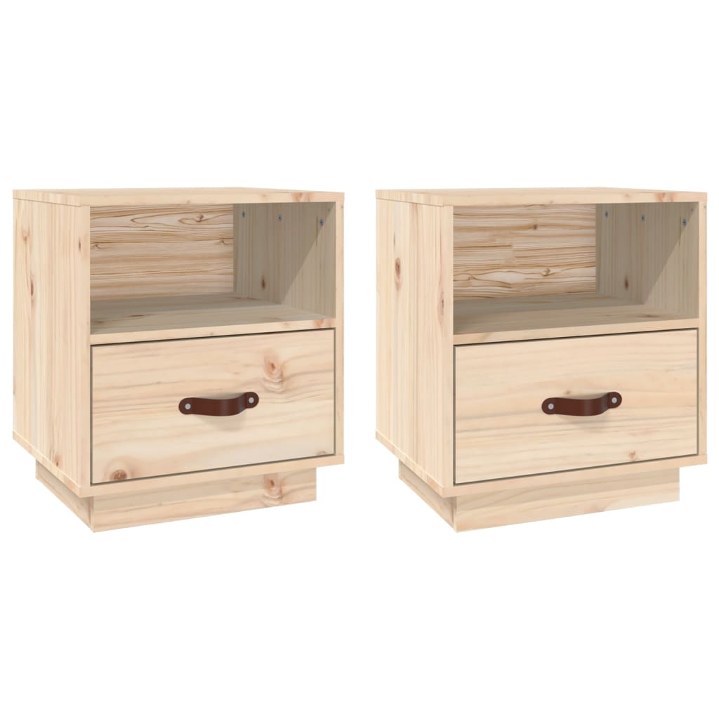 Κομοδίνα 2 τεμ. 40 x 34 x 45 εκ. από Μασίφ Ξύλο Πεύκου - Pakobazaar