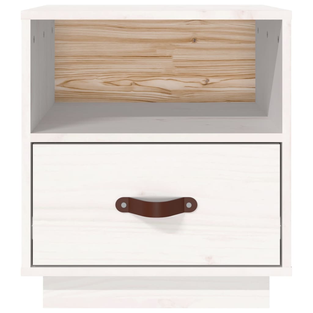Κομοδίνα 2 τεμ. Λευκό 40x34x45 εκ. από Μασίφ Ξύλο Πεύκου - Pakobazaar