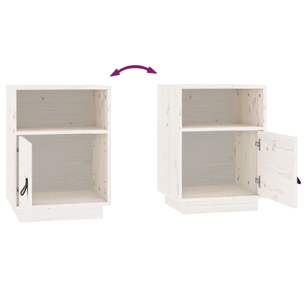 Κομοδίνο Λευκό 40 x 34 x 55 εκ. από Μασίφ Ξύλο Πεύκου