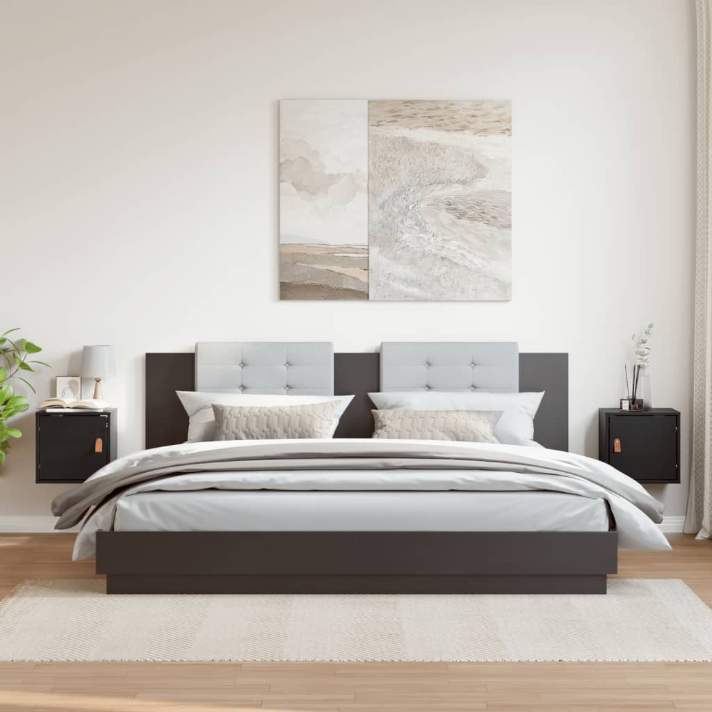 Ντουλάπια Τοίχου 2 τεμ. Μαύρα31,5x30x30εκ από Μασίφ Ξύλο Πεύκου