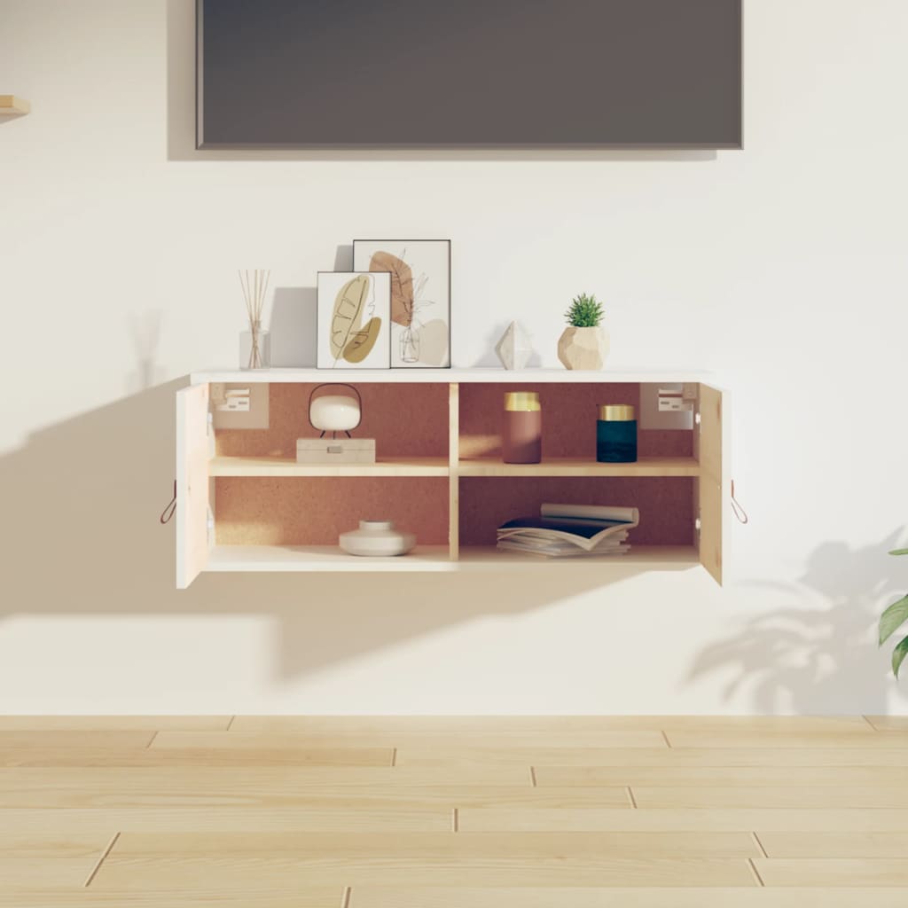 Ντουλάπι Τοίχου Λευκό 80 x 30 x 30 εκ. από Μασίφ Ξύλο Πεύκου