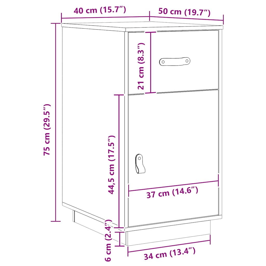 Ντουλάπι Γραφείου 40 x 50 x 75 εκ. από Μασίφ Ξύλο Πεύκου