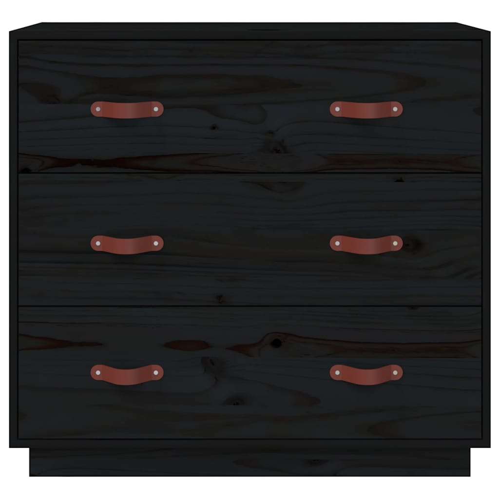 Ντουλάπι Μαύρος 80x40x75 εκ. από Μασίφ Ξύλο Πεύκου