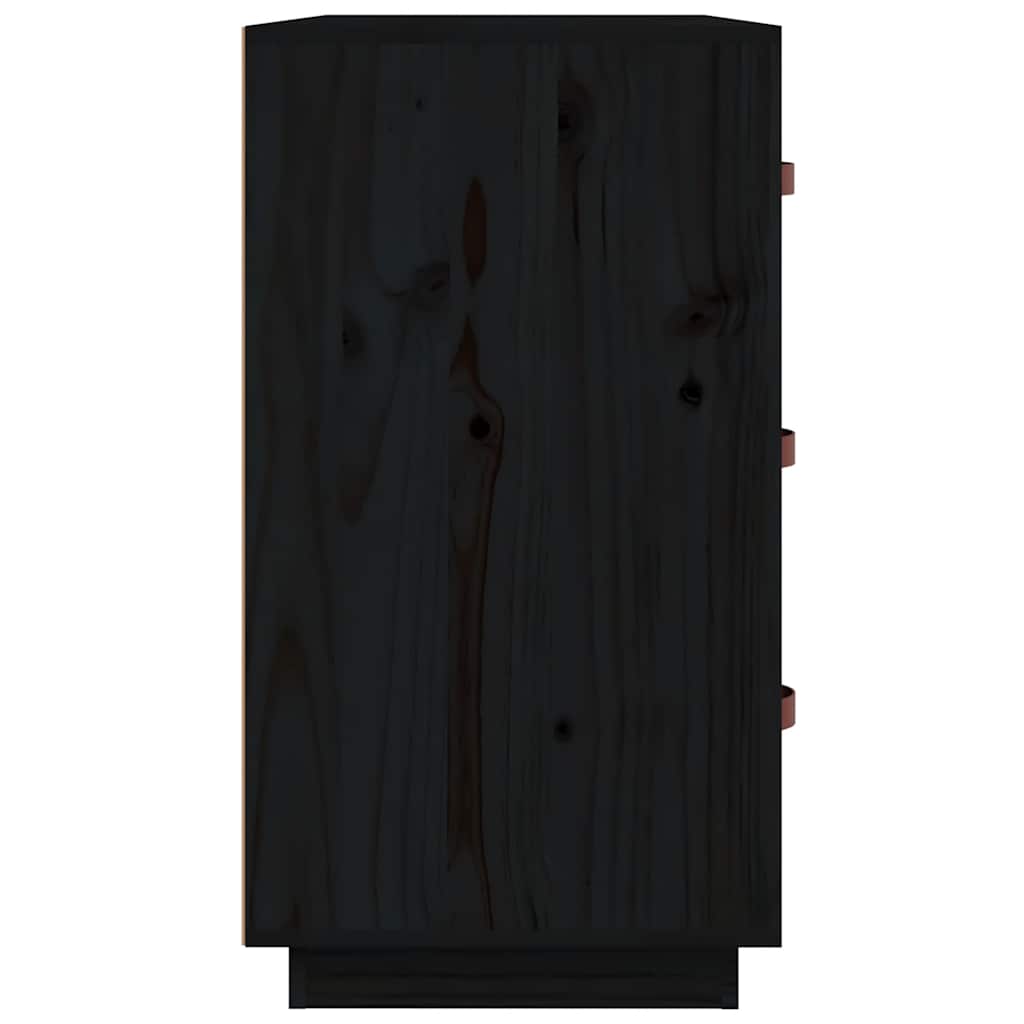 Ντουλάπι Μαύρος 80x40x75 εκ. από Μασίφ Ξύλο Πεύκου