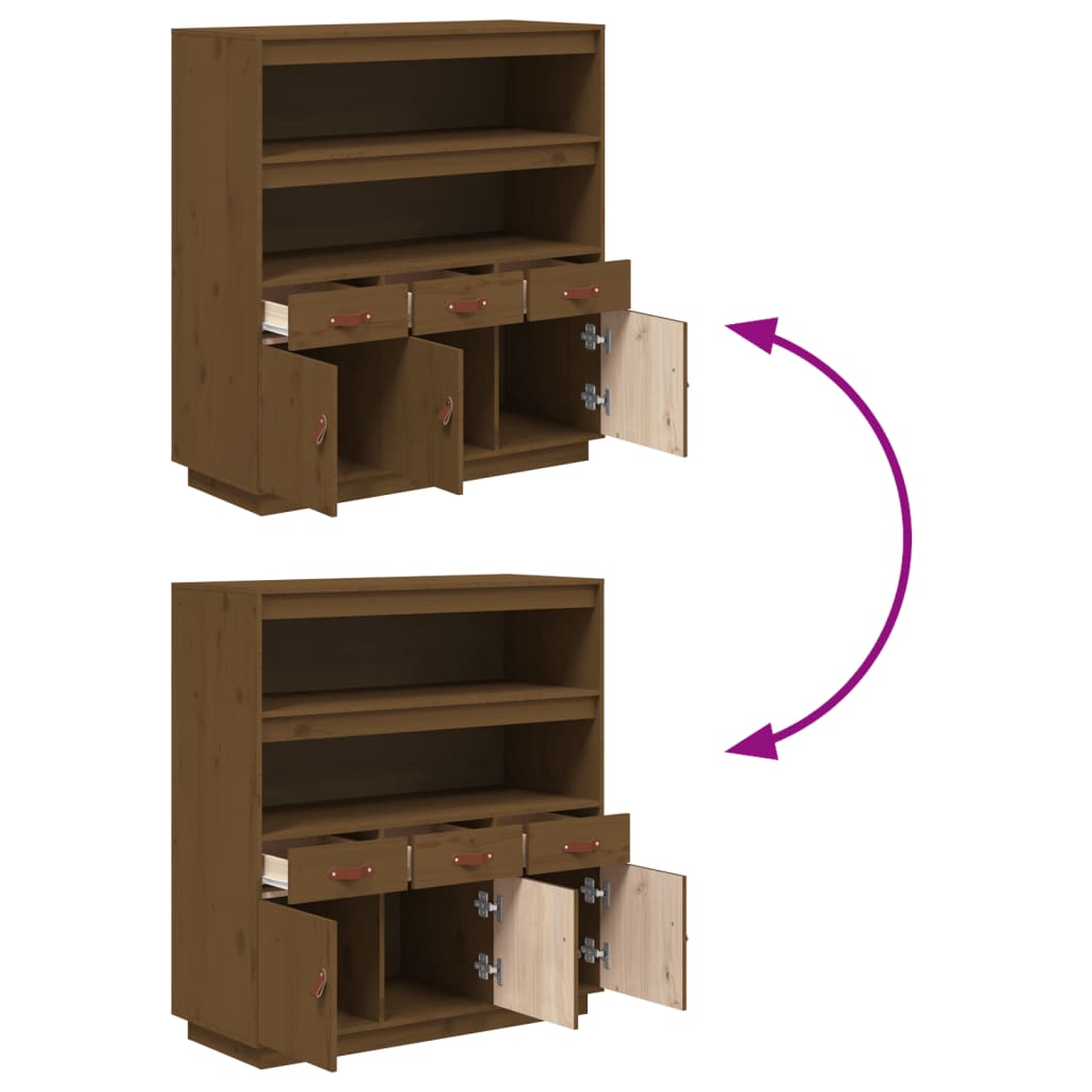 Ντουλάπι Ψηλό Καφέ Μέλι 100x40x108,5 εκ. από Μασίφ Ξύλο Πεύκου